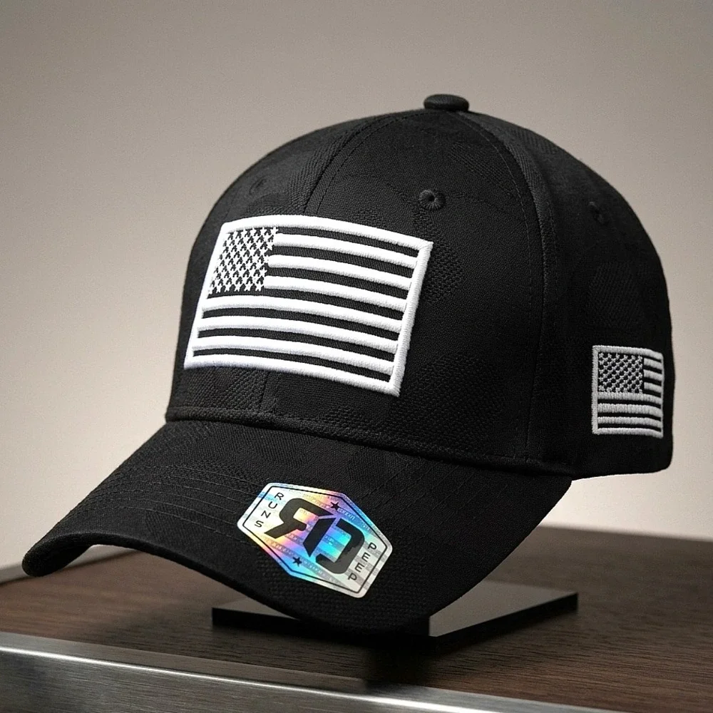 Runs Deep Premium Tactical American Flag Sueded Snapback Cap Hat BLK Subtle Camo